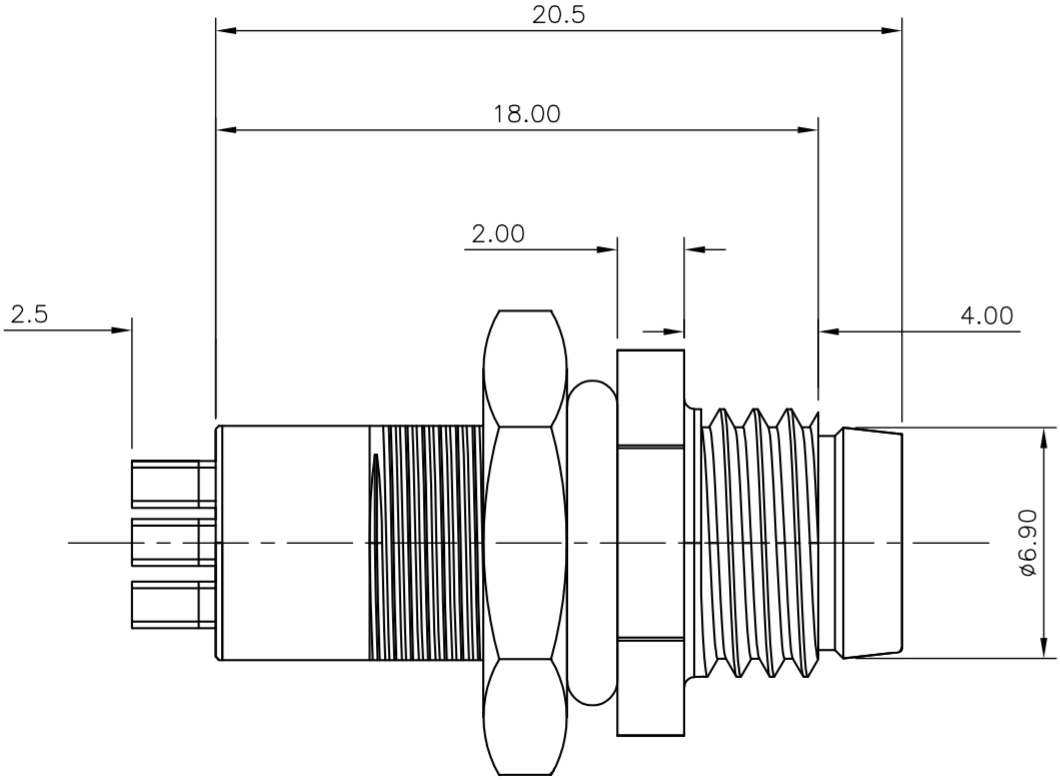 מחבר קונקטור לסנסורים זכר להלחמה לכבל TE CONNECTIVITY M8 1838838-2